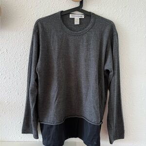 Comme des Garcons Gray Crewneck Sweater with Mesh Hem